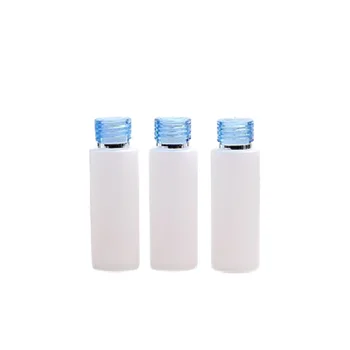 Празни 15 мл Нови продукти за еднократна употреба Бяла пластмасова бутилка синя въртящата се капачка на Преносима козметична опаковка Флакони контейнер 50 броя