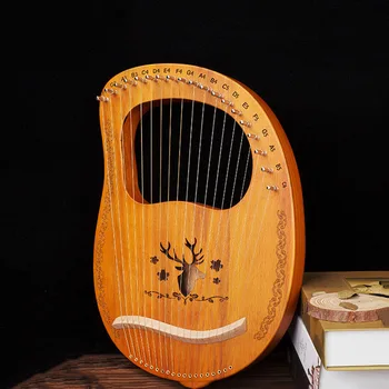 Преносима 16 низ лира, арфа, челюст, масив, дърво, ретро необичаен рядък инструмент, детски музикален инструмент Saiteninstrumente