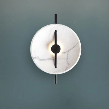 Скандинавски минималистичен кръг черно-бял домашен декоративна лампа за дневна Съвременен творчески нощни led монтиран на стената лампа
