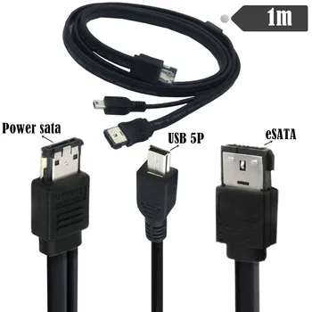 Храна от sata до ESATA USB mini 5Pin захранване две в едно кабел за предаване на данни на твърдия диск на 1 м