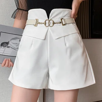 Широките панталони с висока талия, пролет-лято на нови къси панталони, дамски темпераментни корейски универсални тънки ежедневни панталони, дамски блузи
