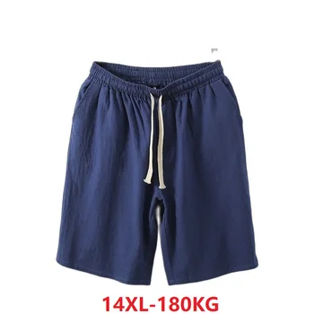 лятна реколта ленени Шорти, мъжки къси Панталони в китайски стил памучни ежедневните домашни мъжки къси Панталони, плюс голям размер 10XL 12XL 14XL каки черно 70