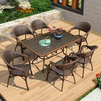 уличен ротанговый стол градински маса във вътрешния двор стол Teng набор от пет улични столове на улицата маса и стол
